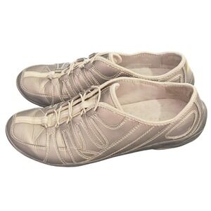 Clarks‎ Privo IVO Silver Metallic Leather Comfort Lace Up Casual Sneakers 7 Walk